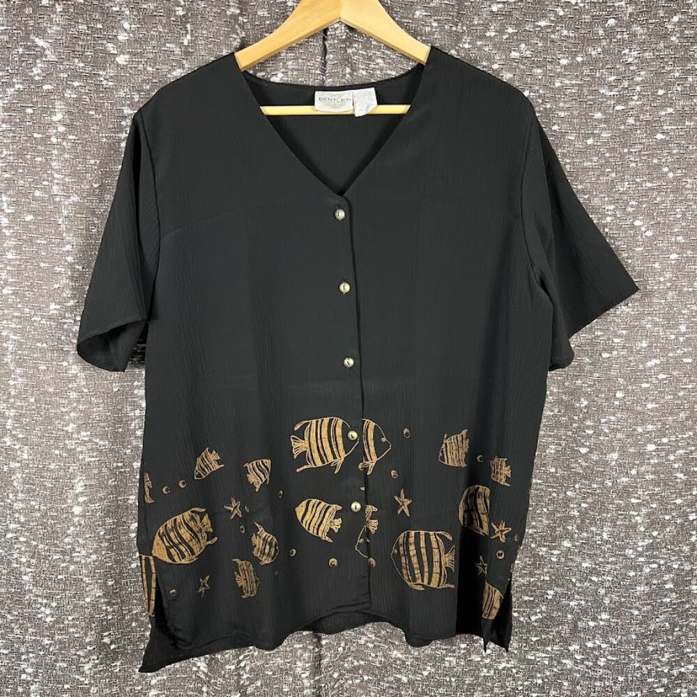 Bentley Goldfish Button‎ Up Blouse Top